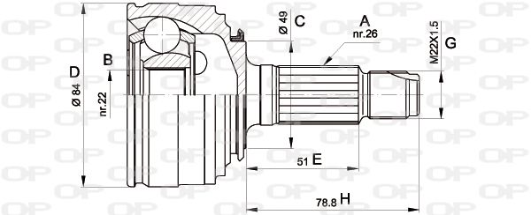 OPEN PARTS Шарнирный комплект, приводной вал CVJ5219.10
